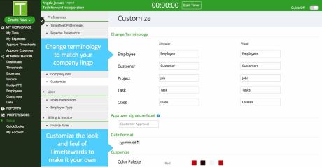 Customize your TimeRewards account to make it look and feel like your own. Change terminology to match your company lingo.